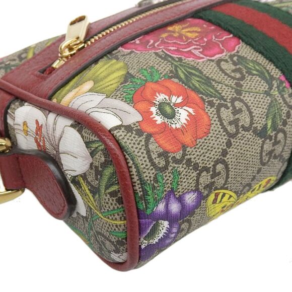 Gucci Ophidia GG Flora Shoulder Bag Mini Bag Beige Red - Picture 3 of 7